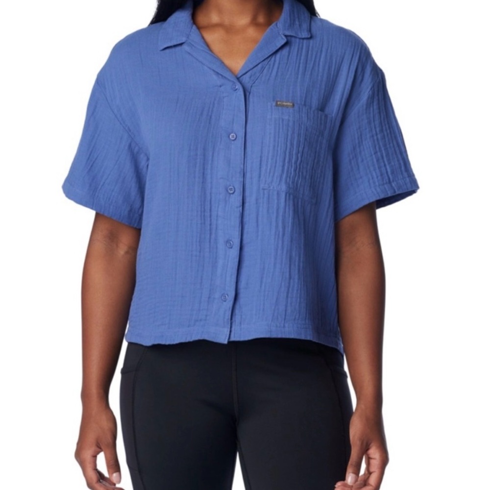 Colombia Holly Hideaway Double Gauze Button Down | Blue